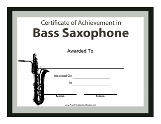 Document preview: Bass Saxophone Certificate of Achievement Template