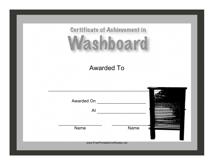 Washboard Certificate of Achievement Template