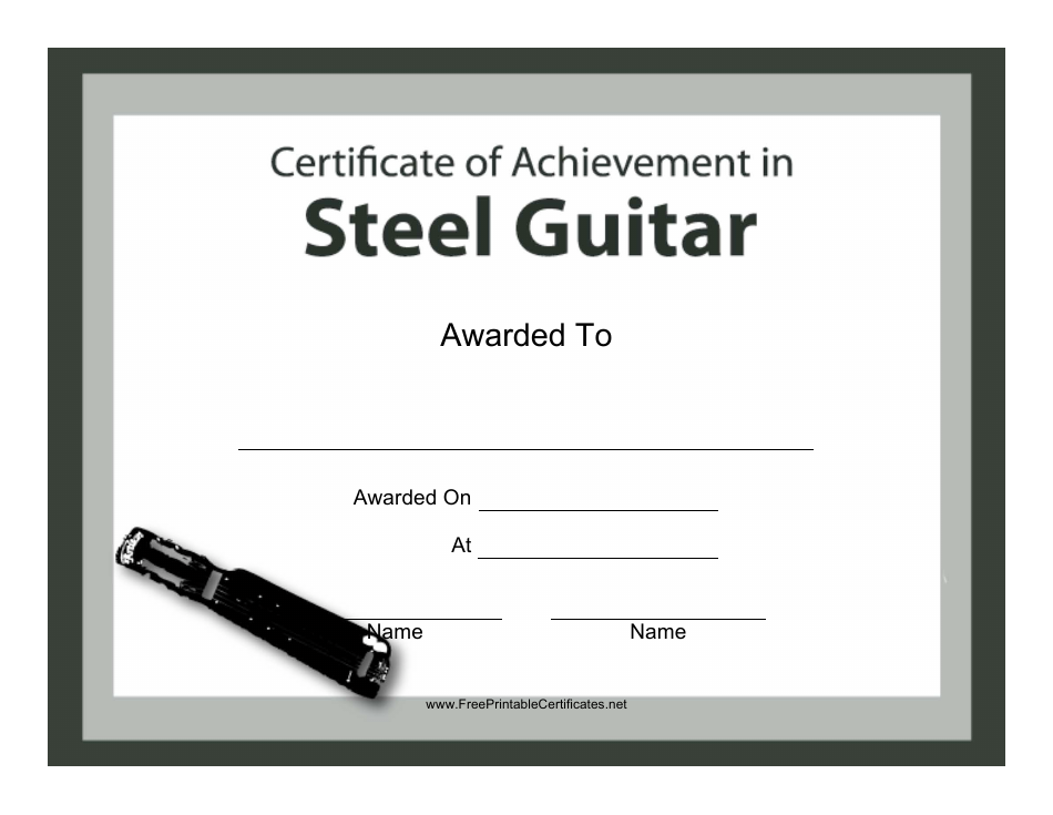 Steel Guitar Certificate of Achievement Template