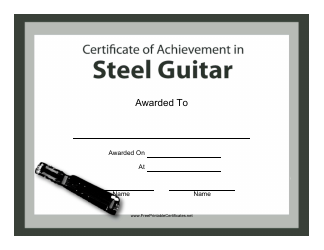 Document preview: Steel Guitar Certificate of Achievement Template