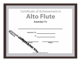 &quot;Alto Flute Certificate of Achievement Template&quot;