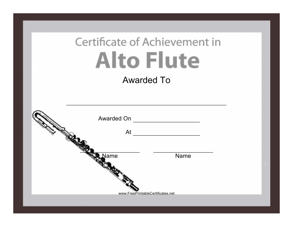 Alto Flute Certificate of Achievement Template