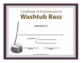 Document preview: Washtub Bass Certificate of Achievement Template