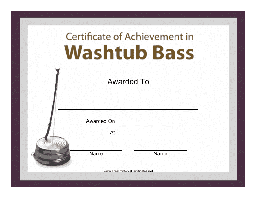Washtub Bass Certificate of Achievement Template