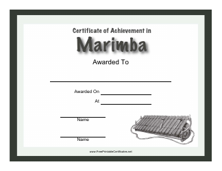 Document preview: Certificate of Achievement in Marimba Template