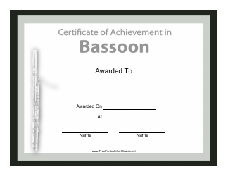 Document preview: Certificate of Achievement in Bassoon Template