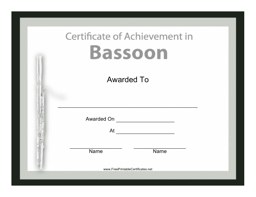 Certificate of Achievement in Bassoon Template Download Pdf