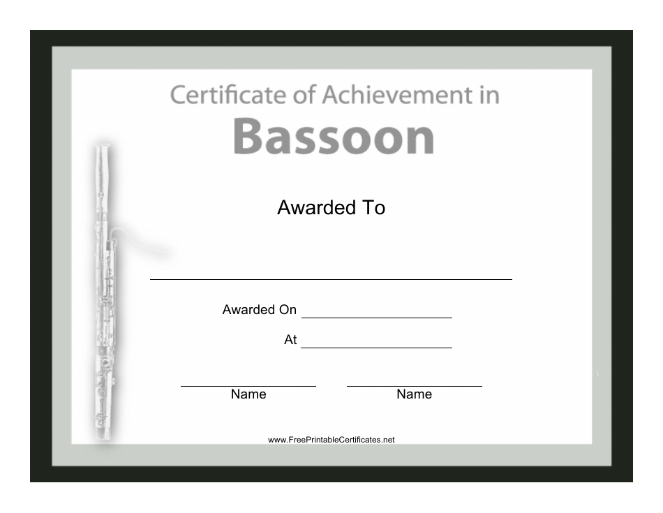 Certificate of Achievement in Bassoon Template