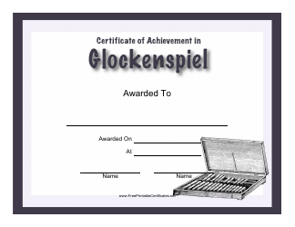 &quot;Certificate of Achievement in Glockenspiel Template&quot;