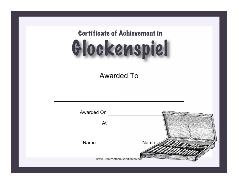 Certificate of Achievement in Glockenspiel Template, Page 1