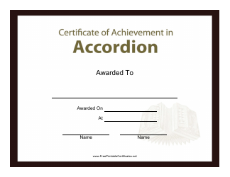 &quot;Certificate of Achievement in Accordion Template&quot;