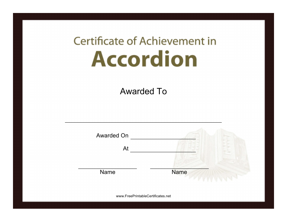 Certificate of Achievement in Accordion Template Preview - Templateroller.com