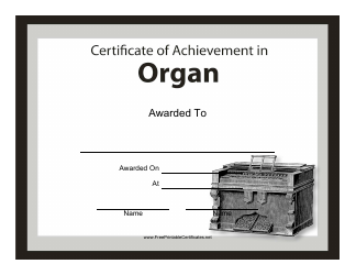 Document preview: Organ Certificate of Achievement Template