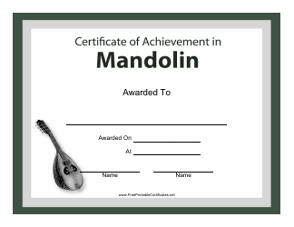 Document preview: Mandolin Certificate of Achievement Template
