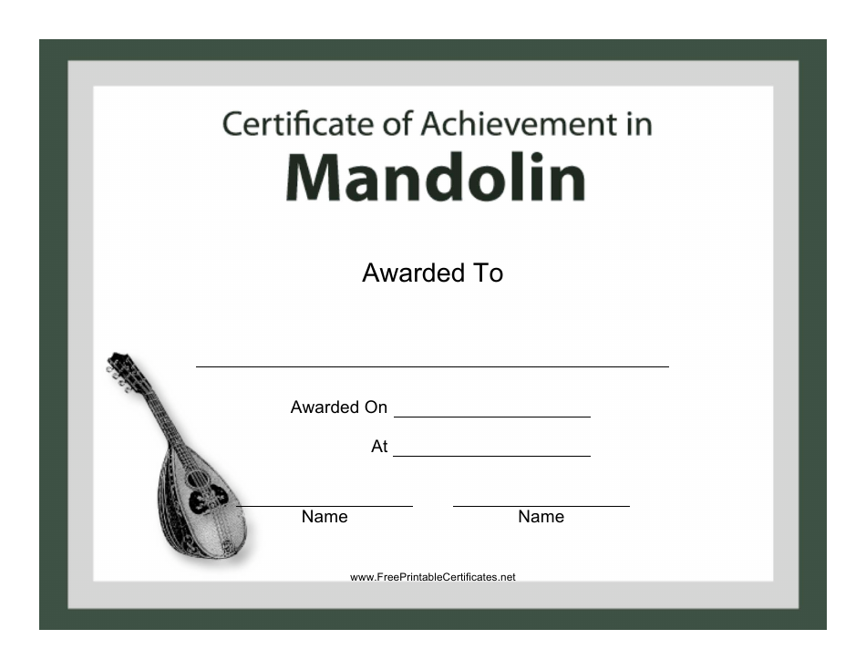 Mandolin Certificate of Achievement Template - Preview