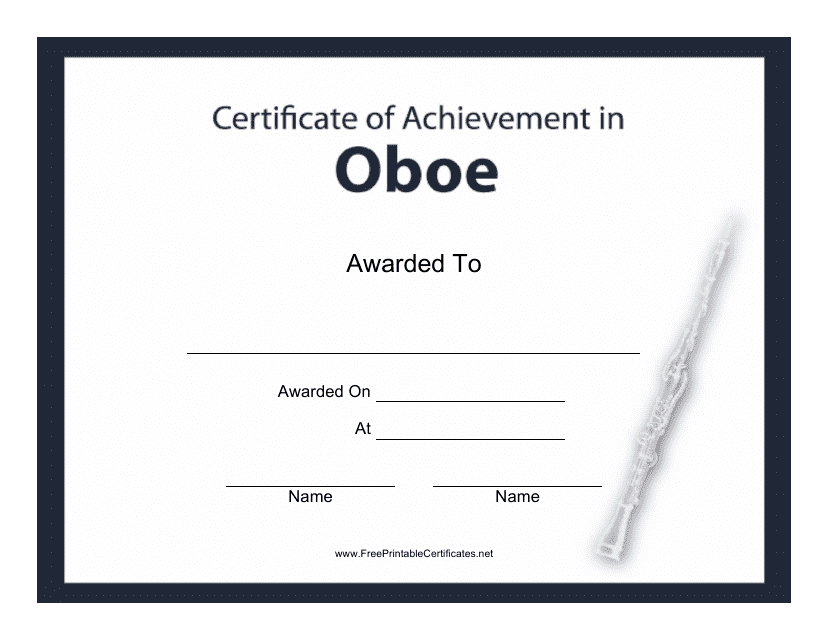Oboe Certificate of Achievement Template