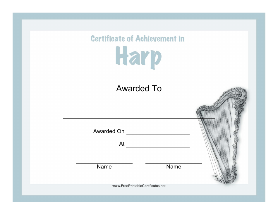 Harp Certificate of Achievement Template - Free Preview