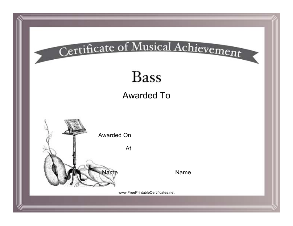 Bass Certificate of Achievement Template Image Preview
