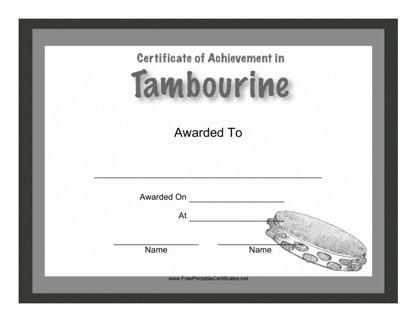 Tambourine Certificate of Achievement Template