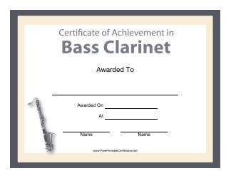 Document preview: Bass Clarinet Certificate of Achievement Template