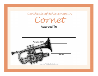 Document preview: Cornet Certificate of Achievement Template