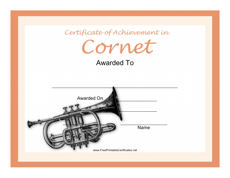 Cornet Certificate of Achievement Template