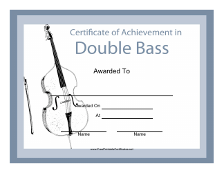 &quot;Double Bass Certificate of Achievement Template&quot;