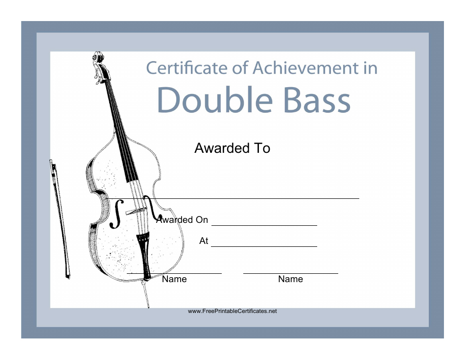 Double Bass Certificate of Achievement Template