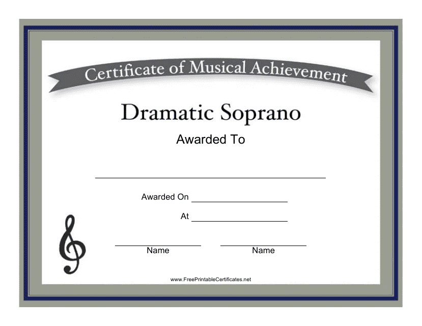 Dramatic Soprano Certificate of Achievement Template