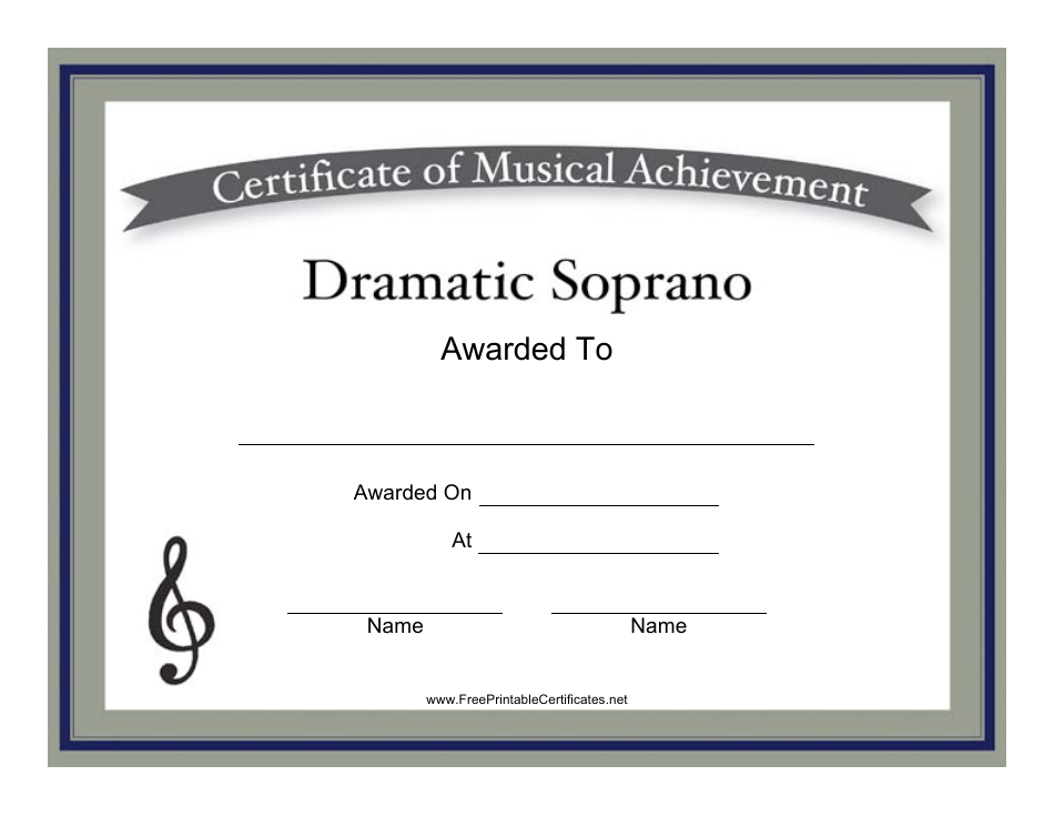 Dramatic Soprano Certificate of Achievement Template