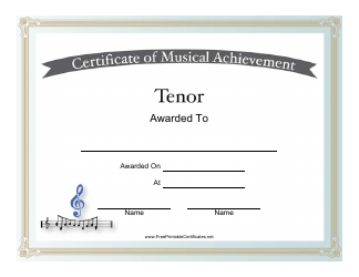 Document preview: Tenor Certificate of Achievement Template