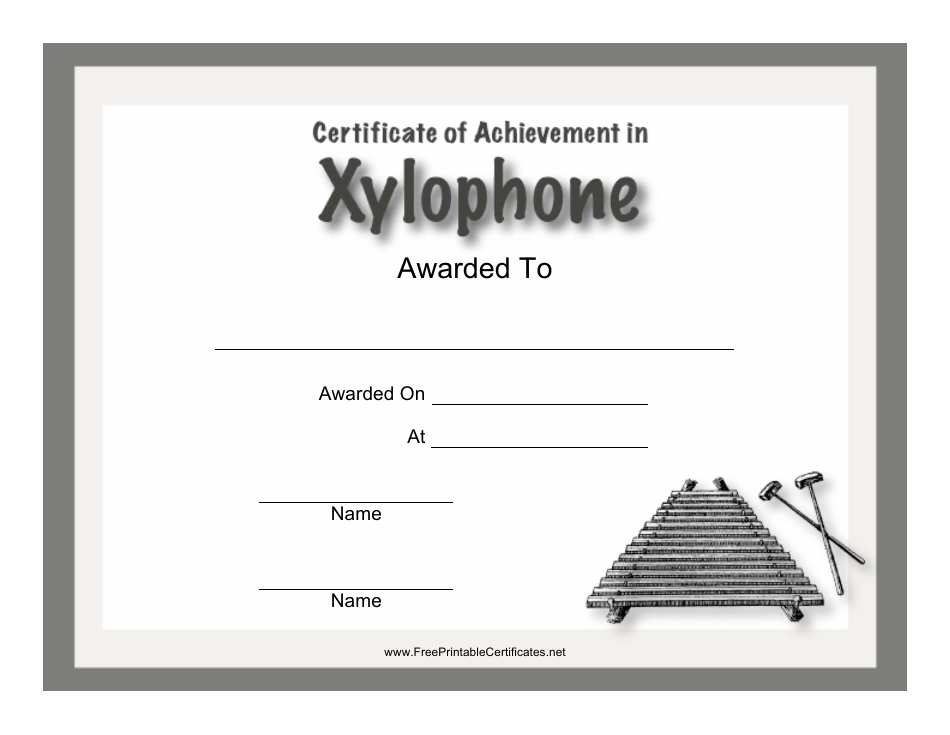 Xylophone Certificate of Achievement Template, Page 1