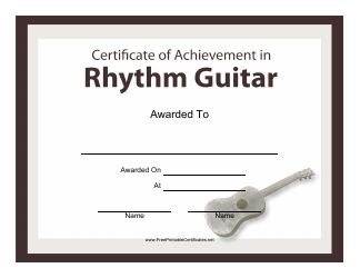 &quot;Rhythm Guitar Certificate of Achievement Template&quot;