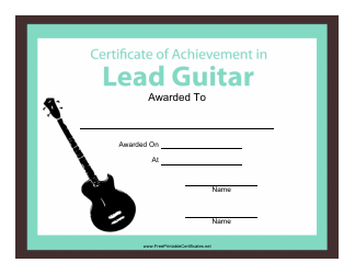 Document preview: Lead Guitar Certificate of Achievement Template