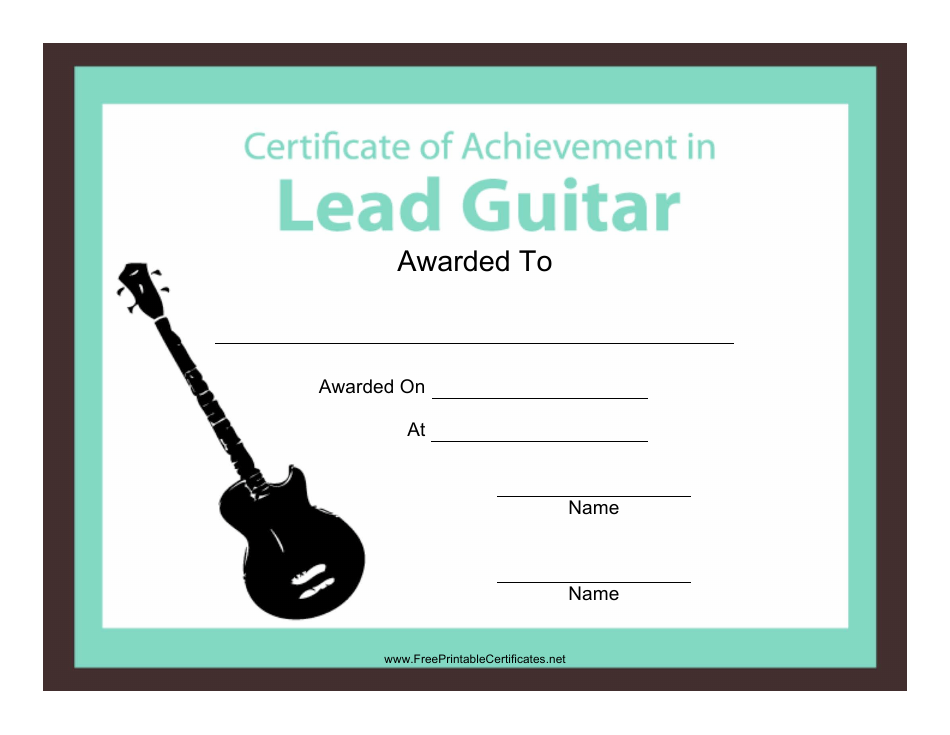 Lead Guitar Certificate of Achievement Template Preview