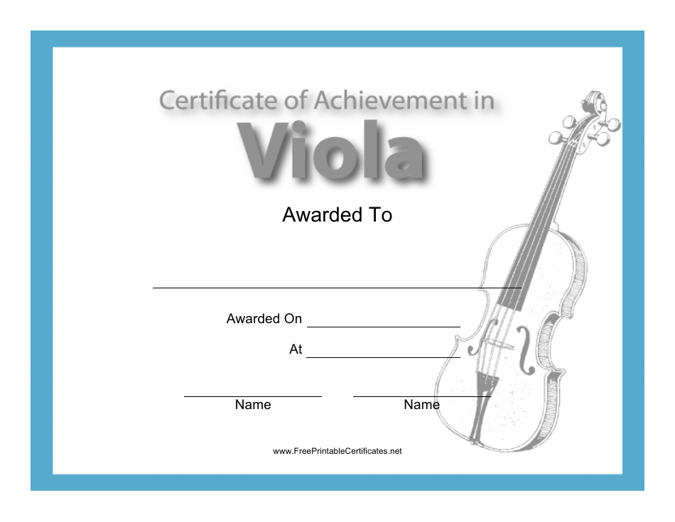 Viola Certificate of Achievement Template, Page 1