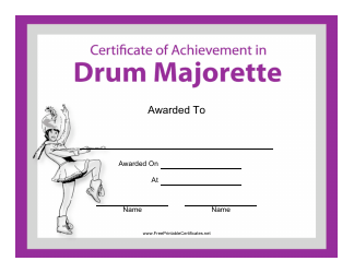 Document preview: Drum Mojorette Certificate of Achievement Template
