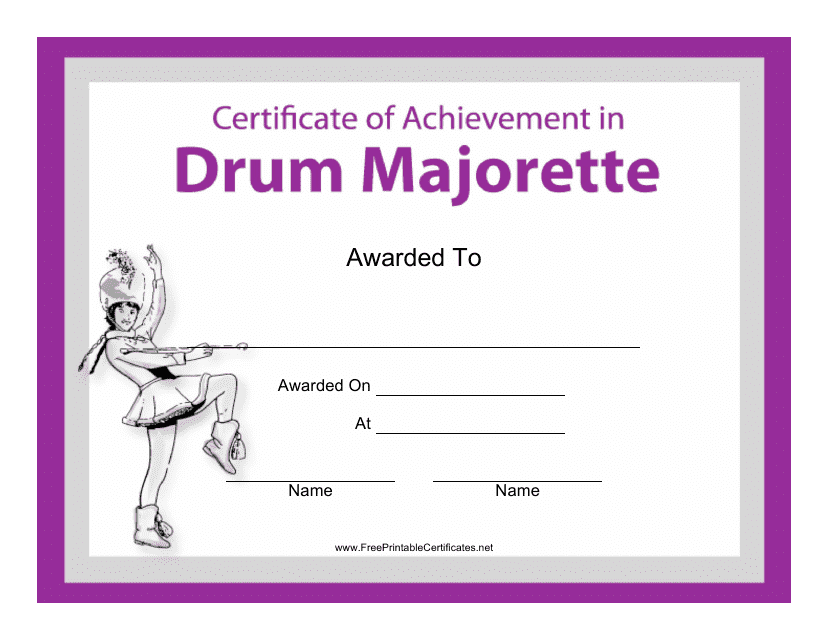Drum Mojorette Certificate of Achievement Template Download Pdf