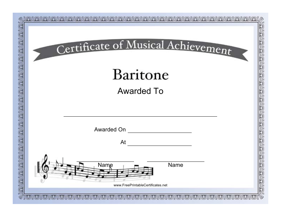 Baritone Certificate of Achievement Template, Page 1