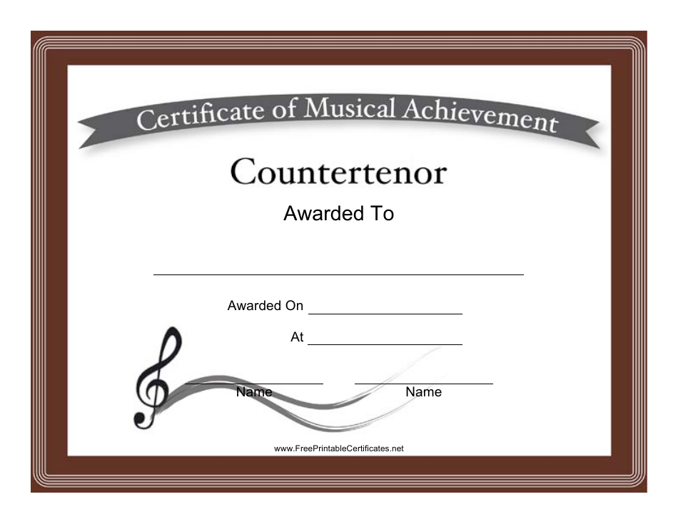Countertenor Certificate of Achievement Template Preview