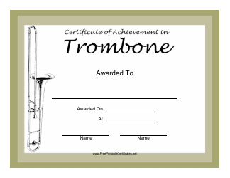 Document preview: Trombone Certificate of Achievement Template