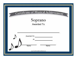Document preview: Soprano Certificate of Musical Achievement Template