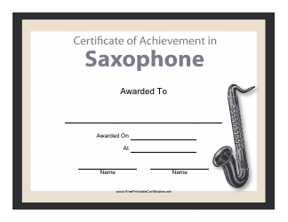 Document preview: Saxophone Certificate of Achievement Template
