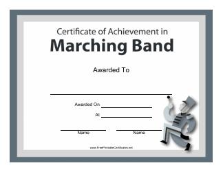Document preview: Marching Band Certificate of Achievement Template