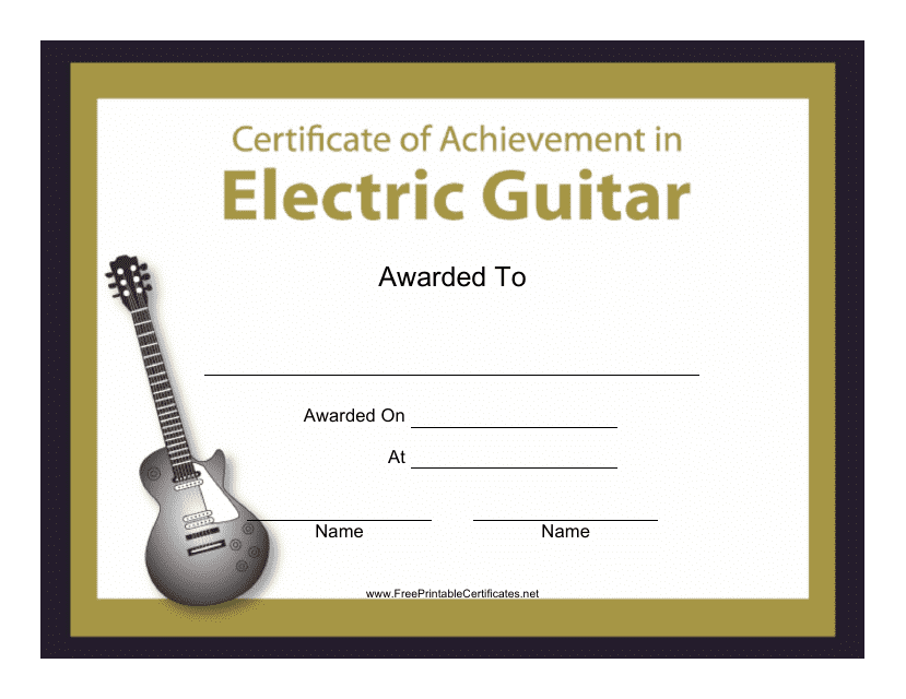 Electric Guitar Certificate of Achievement Template Download Pdf