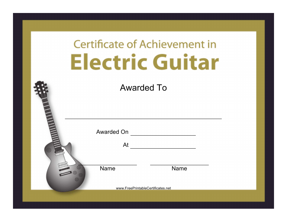 Electric Guitar Certificate of Achievement Template, Page 1