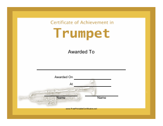 &quot;Trumpet Certificate of Achievement Template&quot;