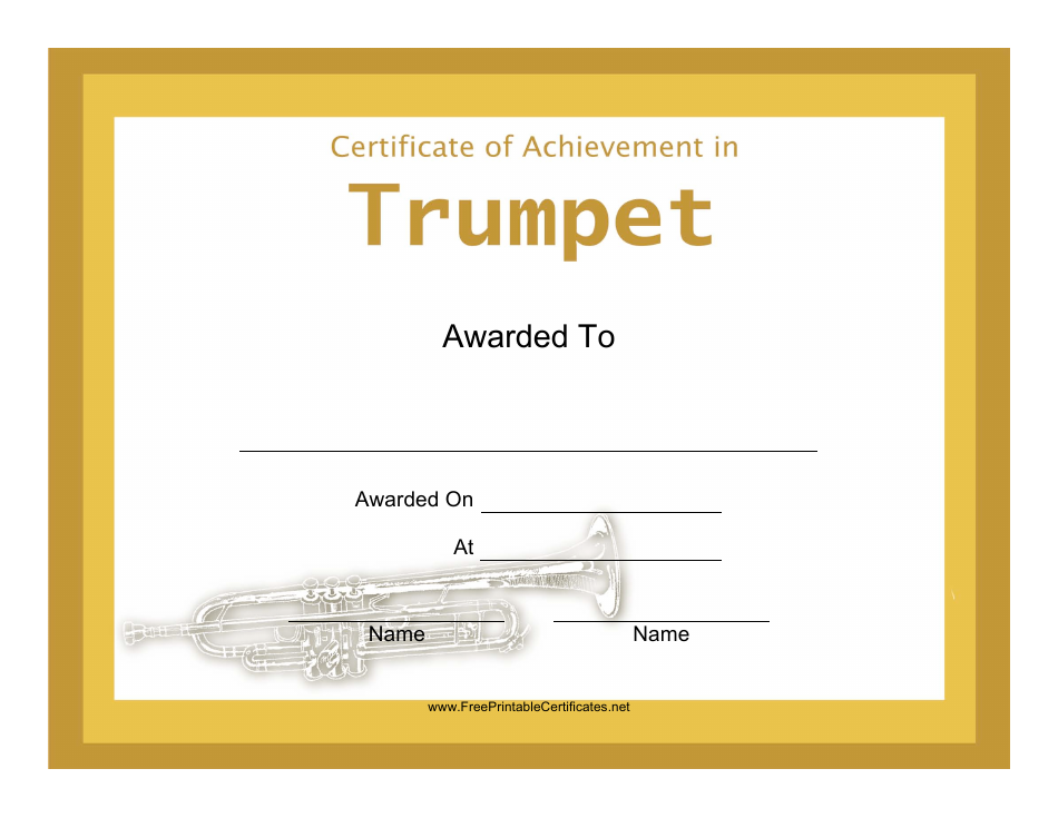 Triumphant Trumpet Certificate of Achievement Template