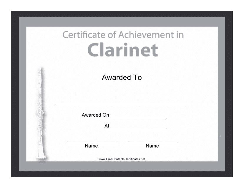 Clarinet Certificate of Achievement Template image preview