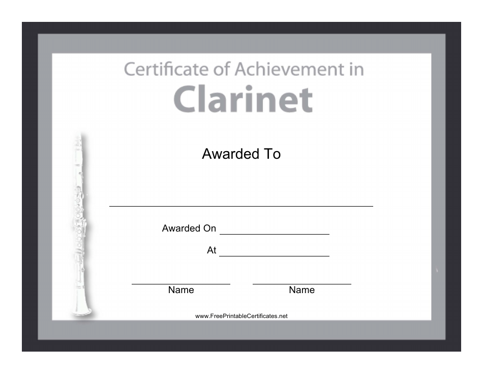 Clarinet Certificate of Achievement Template image preview